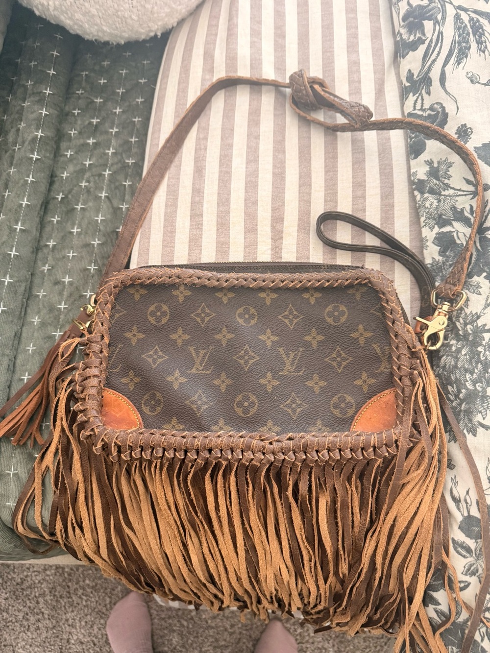 Louis Vuitton Brown Monogram Leather Fringe Crossbody
